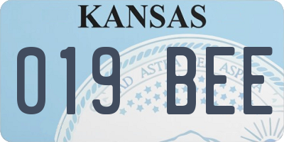KS license plate 019BEE