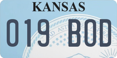 KS license plate 019BOD
