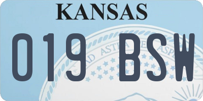 KS license plate 019BSW