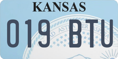 KS license plate 019BTU