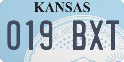 KS license plate 019BXT