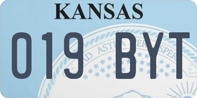 KS license plate 019BYT