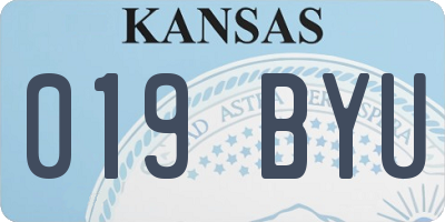 KS license plate 019BYU
