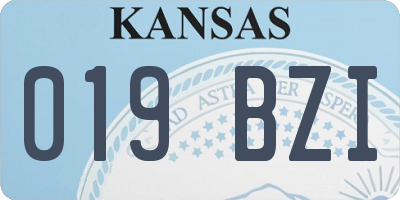 KS license plate 019BZI