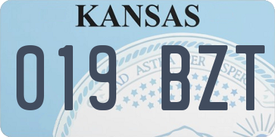KS license plate 019BZT