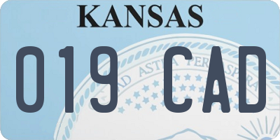 KS license plate 019CAD