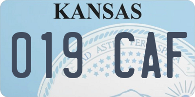 KS license plate 019CAF