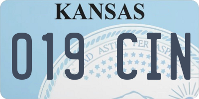 KS license plate 019CIN