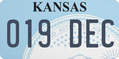 KS license plate 019DEC