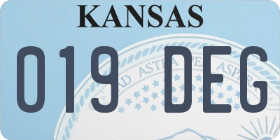 KS license plate 019DEG