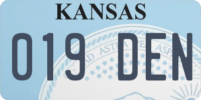 KS license plate 019DEN