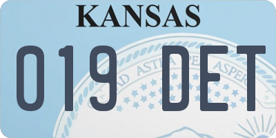 KS license plate 019DET