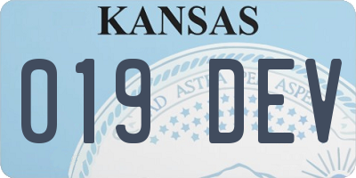 KS license plate 019DEV