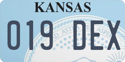KS license plate 019DEX