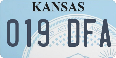 KS license plate 019DFA