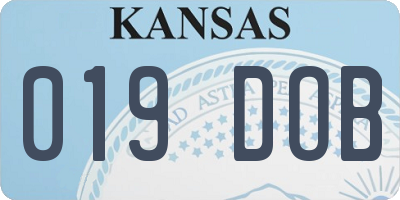 KS license plate 019DOB