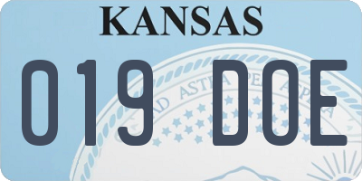 KS license plate 019DOE
