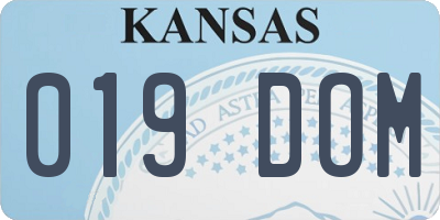 KS license plate 019DOM