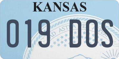 KS license plate 019DOS