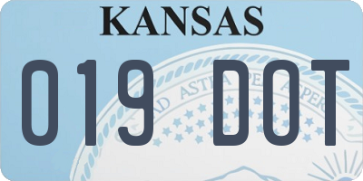 KS license plate 019DOT