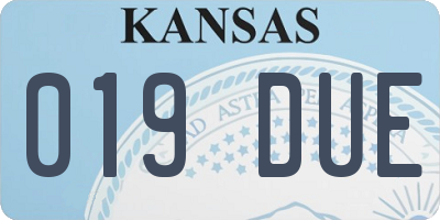 KS license plate 019DUE