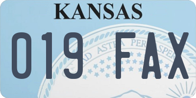 KS license plate 019FAX