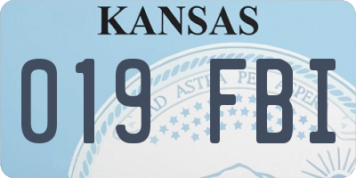 KS license plate 019FBI
