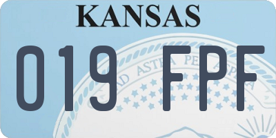 KS license plate 019FPF