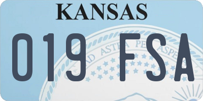 KS license plate 019FSA