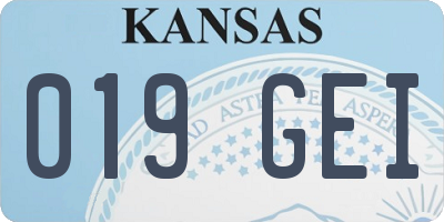 KS license plate 019GEI