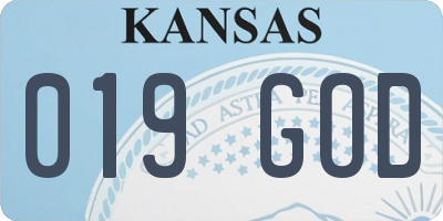 KS license plate 019GOD