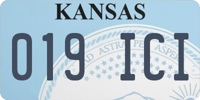 KS license plate 019ICI