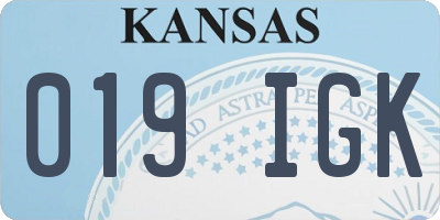 KS license plate 019IGK