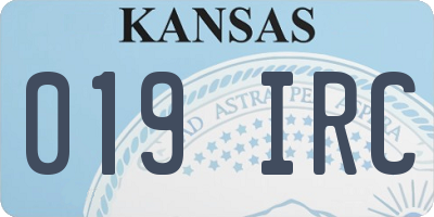 KS license plate 019IRC