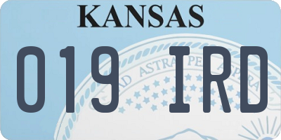 KS license plate 019IRD