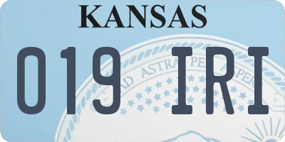 KS license plate 019IRI