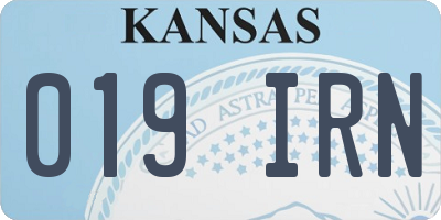 KS license plate 019IRN