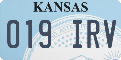 KS license plate 019IRV