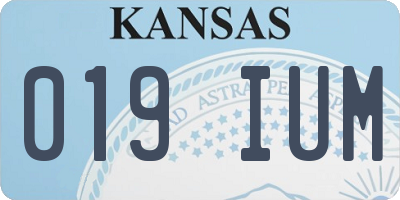 KS license plate 019IUM