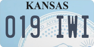 KS license plate 019IWI