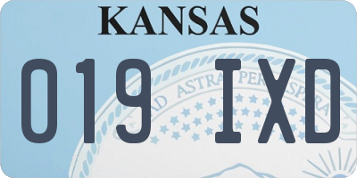 KS license plate 019IXD