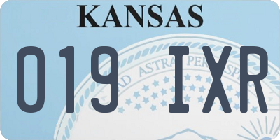 KS license plate 019IXR
