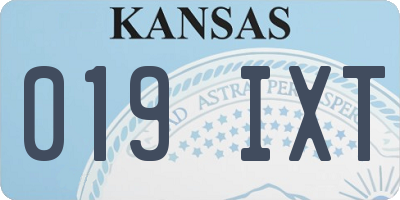 KS license plate 019IXT