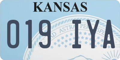 KS license plate 019IYA