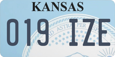 KS license plate 019IZE