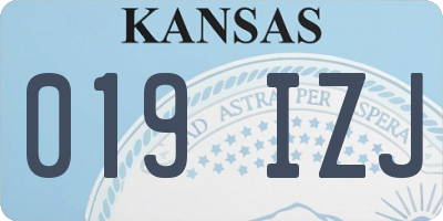 KS license plate 019IZJ