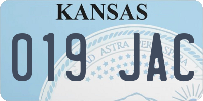 KS license plate 019JAC