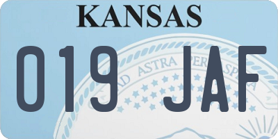 KS license plate 019JAF