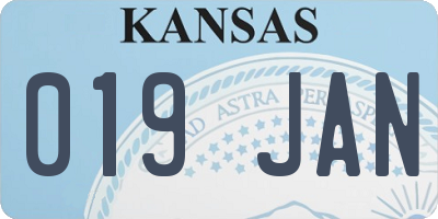 KS license plate 019JAN
