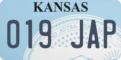 KS license plate 019JAP